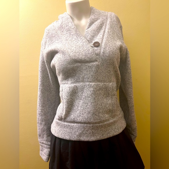 Nike ACG Sherpa Hoodie Women’s Fleece Lined Grey Pullover Button Y2K Gray - Picture 1 of 9